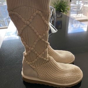 Ugg Boots- crocheted body, cream color, size 8